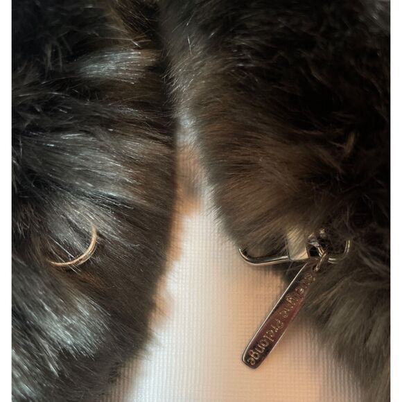 Evelyne Prelonge Faux Fur Scarf Gray Neck Wrap Stole 62" France Luxury Mob Wife - Picture 7 of 13